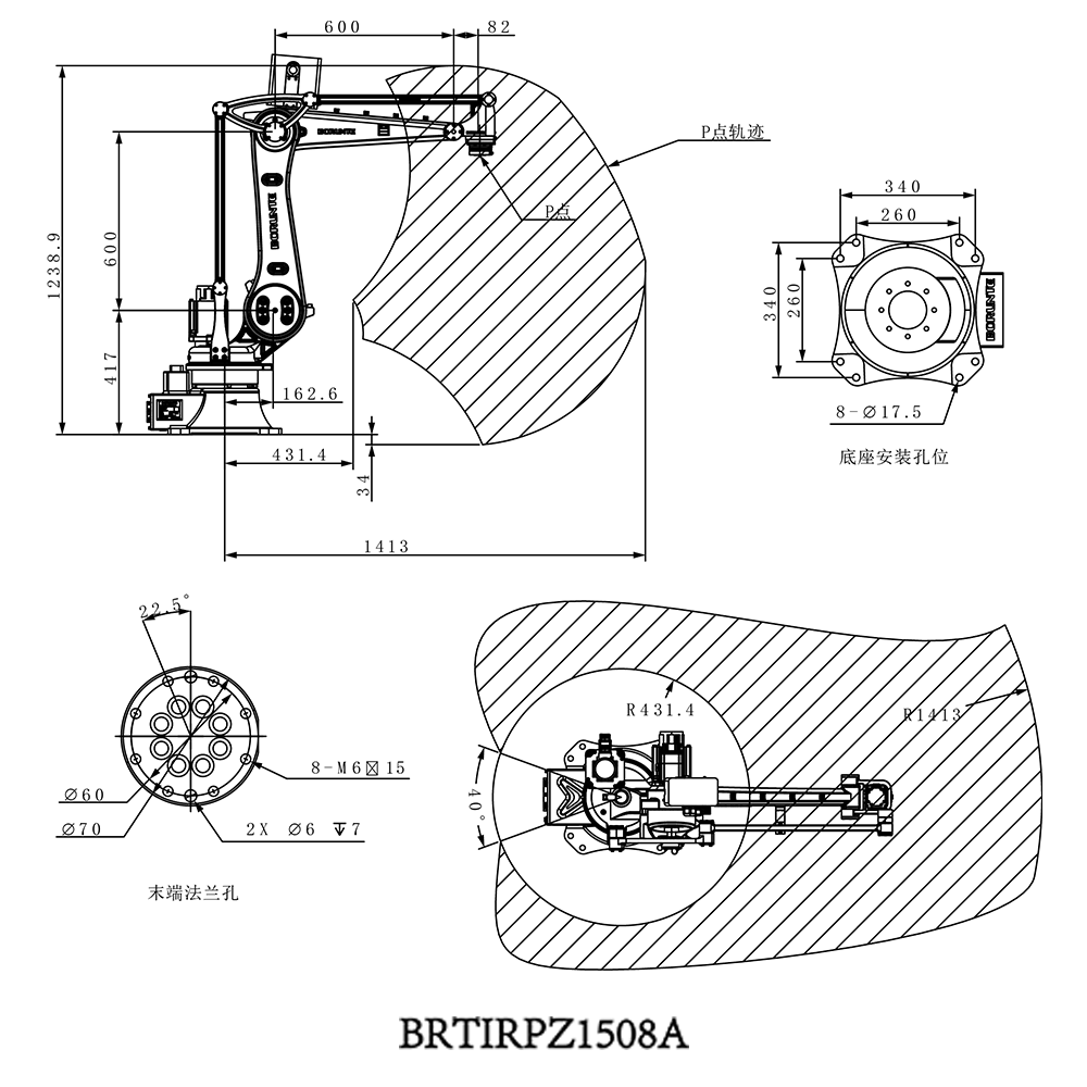 Envelope de movimento do BORUNTE BRTIRPZ1508A